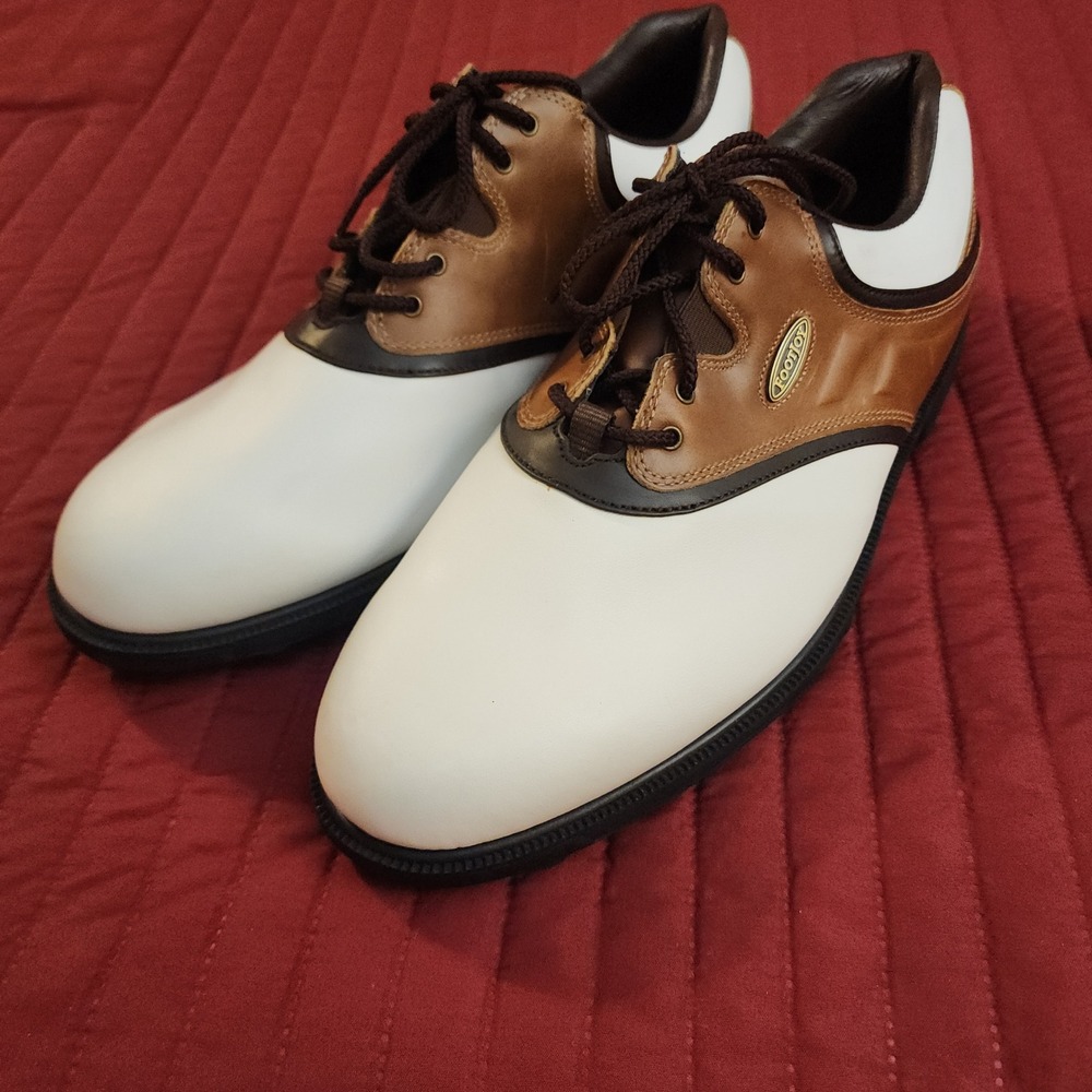 FootJoy eComfort Mens Golf Shoes 57856 White Brown Saddle Spikeless Size 13 M